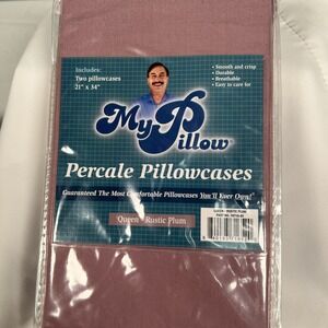 New- Set of 2 My Pillow Percale Queen Pillowcases 21x34" New - Rustic PLUM